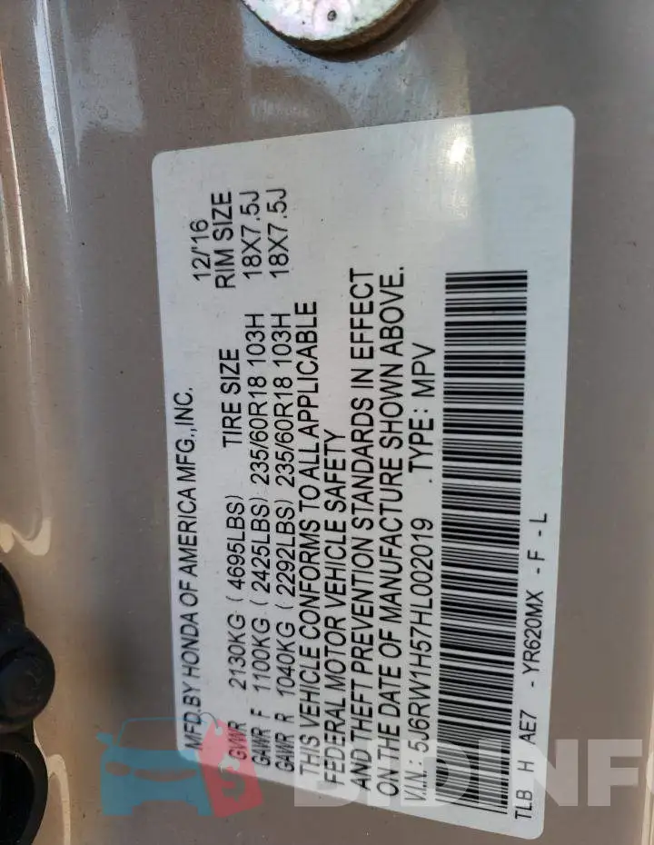 5J6RW1H57HL002019 Photo# 14