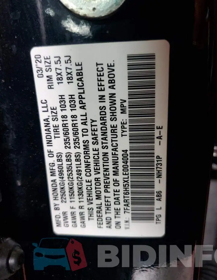 7FART6H5XLE004004 Photo# 14