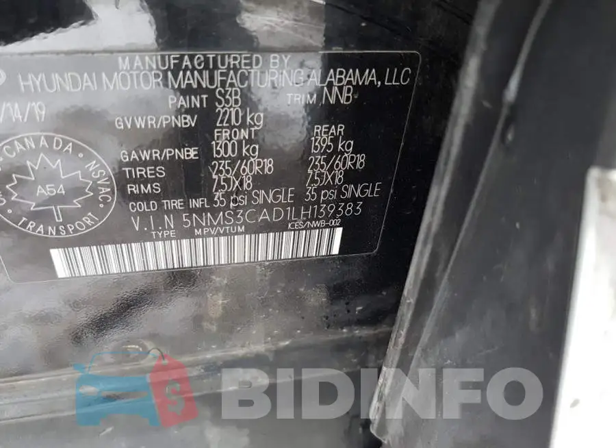 5NMS3CAD1LH139383 Photo# 13