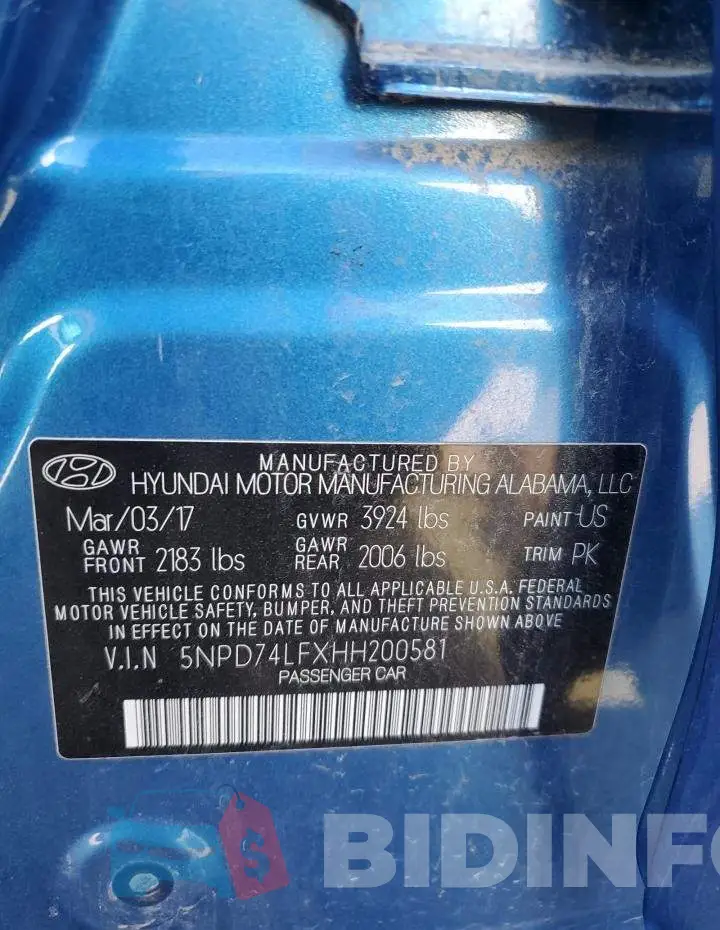 5NPD74LFXHH200581 Photo# 12