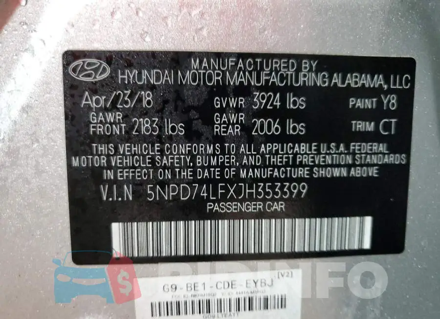 5NPD74LFXJH353399 Photo# 12