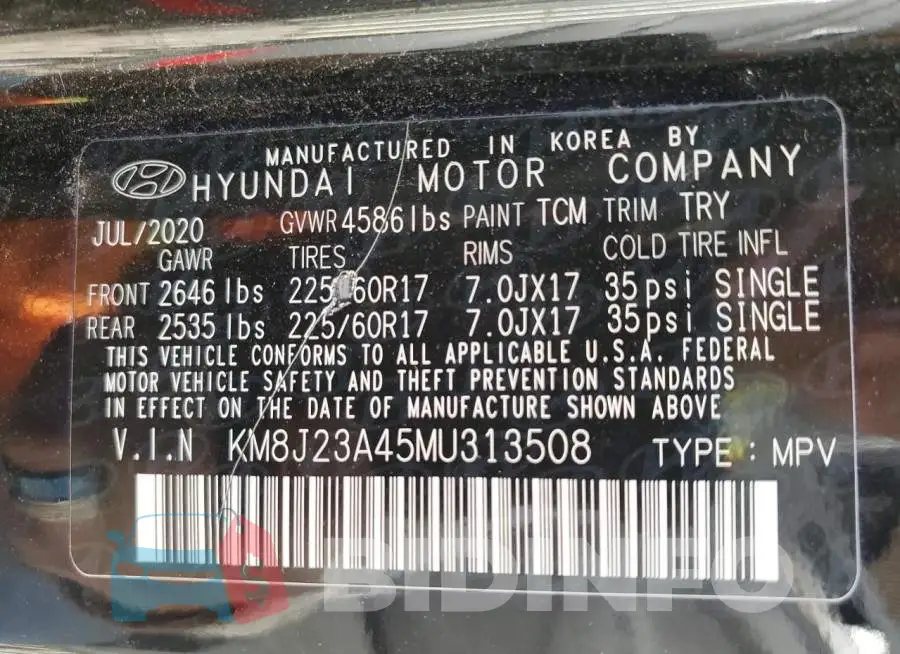 KM8J23A45MU313508 Photo# 12