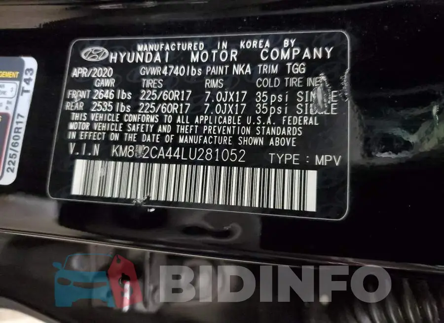 KM8J2CA44LU281052 Photo# 12