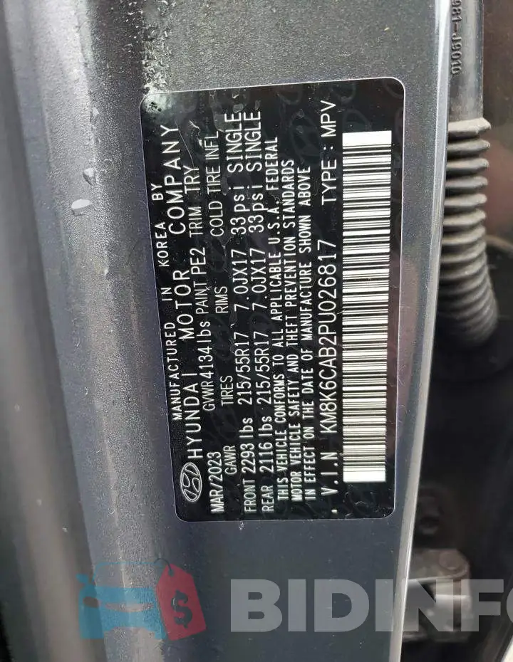 KM8K6CAB2PU026817 Photo# 14