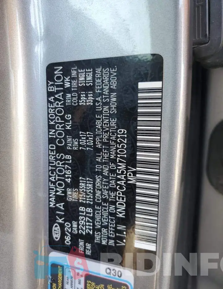 KNDEPCAA5M7105219 Photo# 13