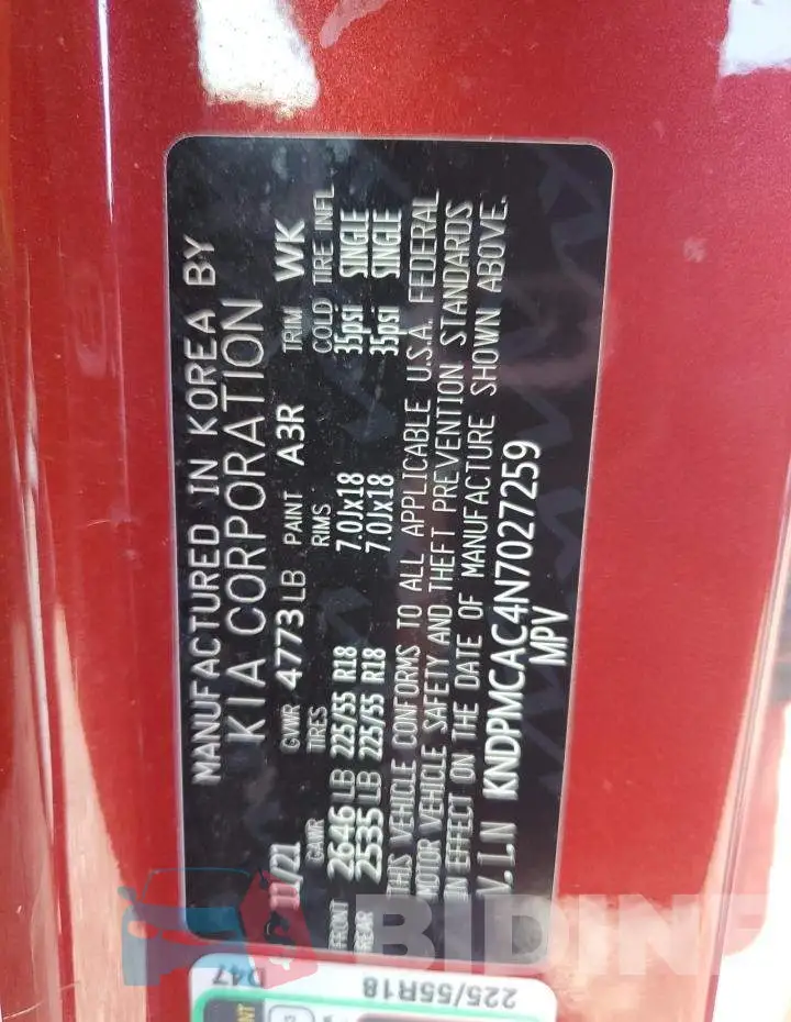KNDPMCAC4N7027259 Photo# 12