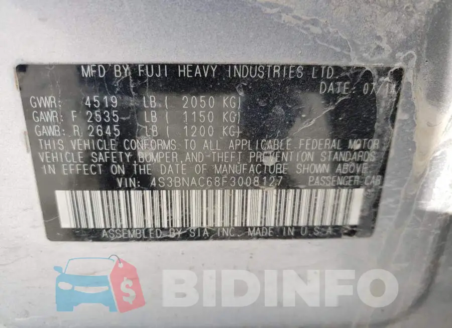 4S3BNAC68F3008127 Photo# 13