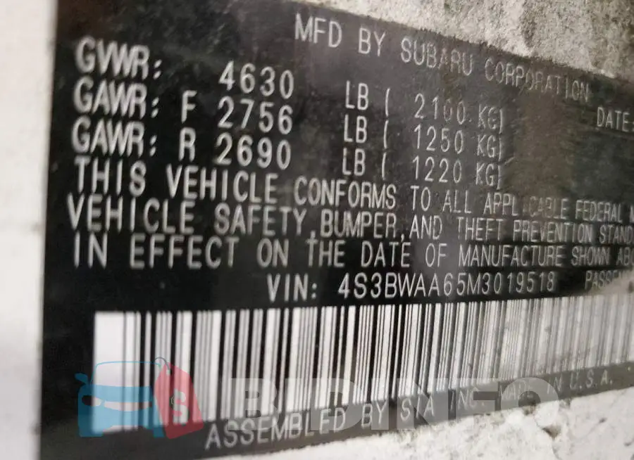 4S3BWAA65M3019518 Photo# 12