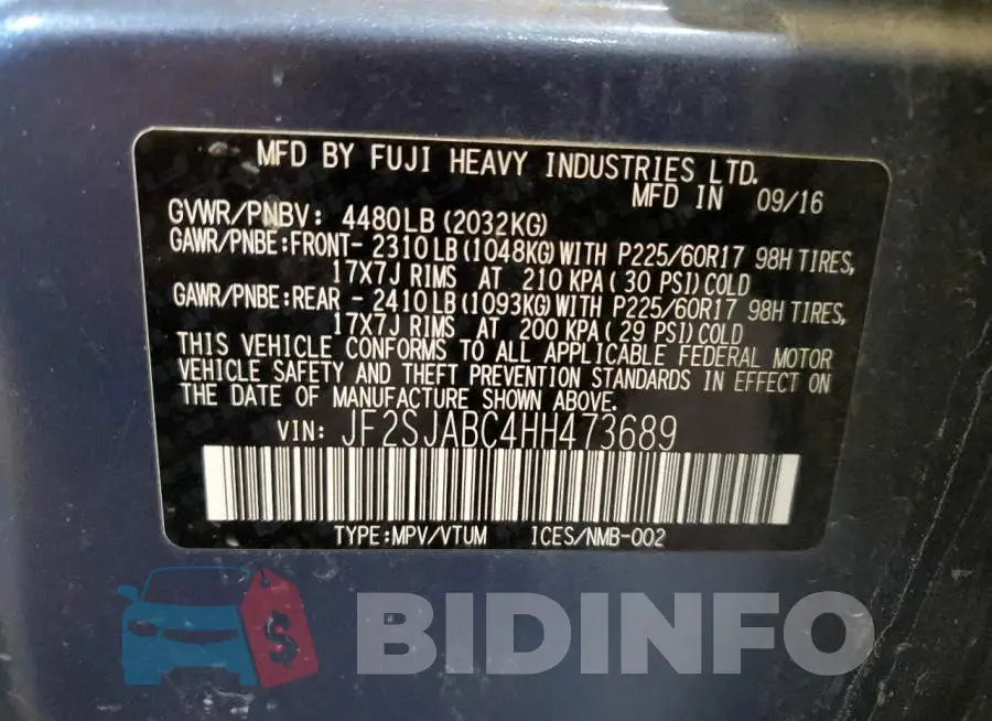 JF2SJABC4HH473689 Photo# 12
