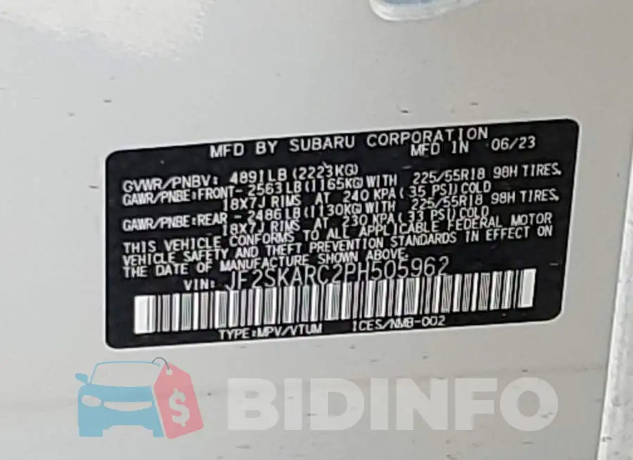JF2SKARC2PH505962 Photo# 12
