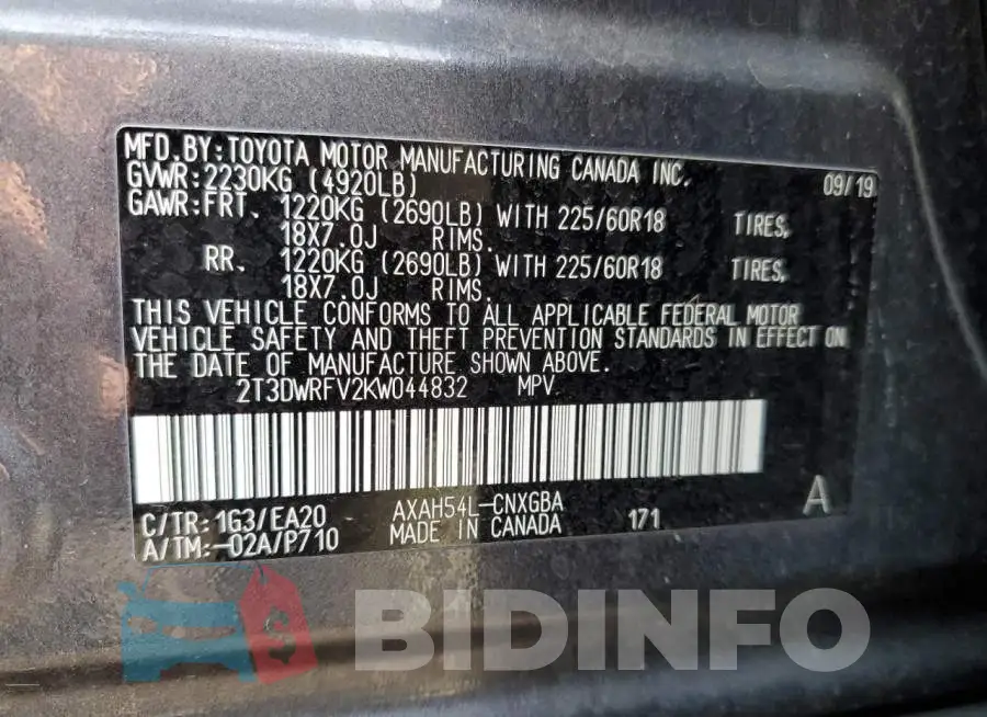 2T3DWRFV2KW044832 Photo# 13