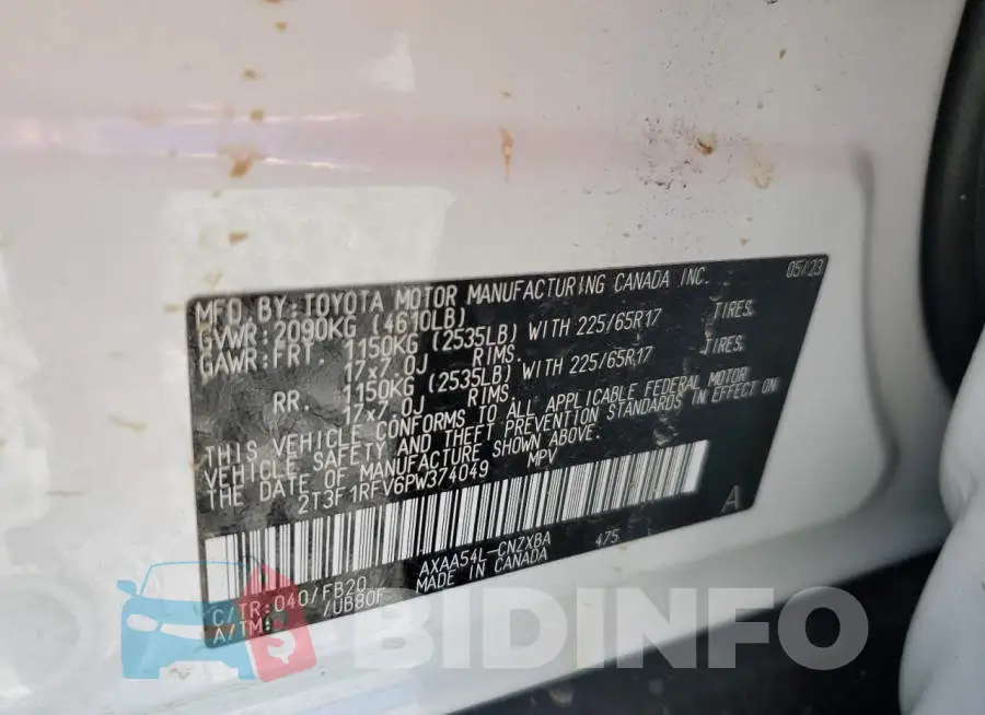 2T3F1RFV6PW374049 Photo# 13