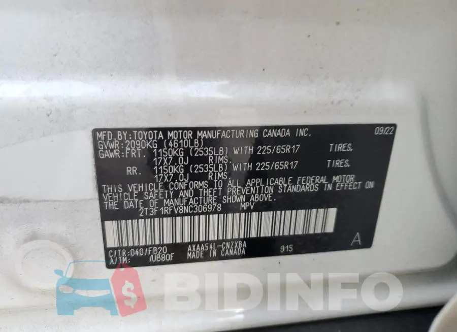 2T3F1RFV8NC306978 Photo# 12