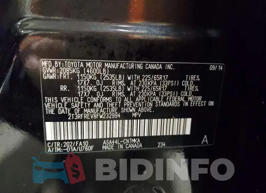 2T3RFREV8FW232994 Photo# 13