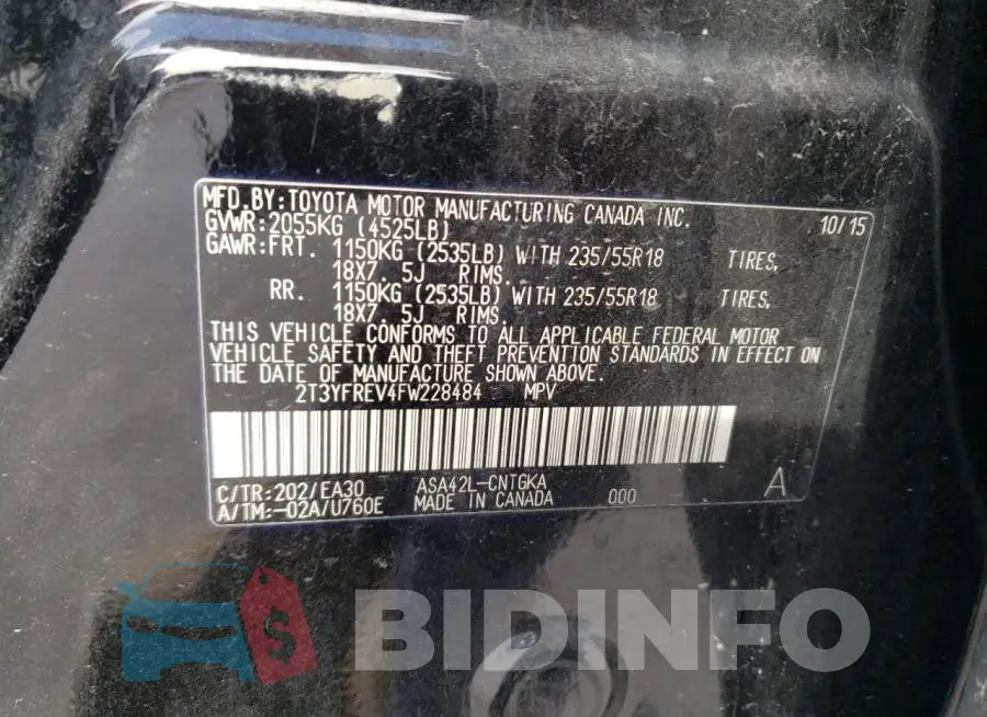 2T3YFREV4FW228484 Photo# 13