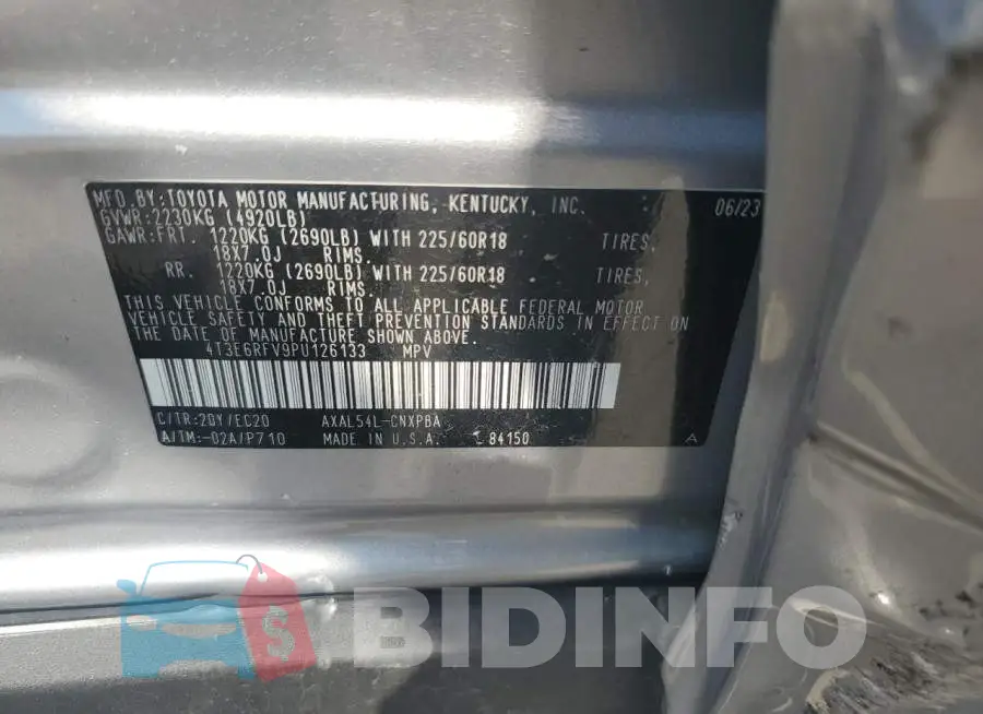 4T3E6RFV9PU126133 Photo# 13