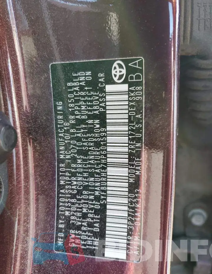 5YFBURHE7HP601599 Photo# 12