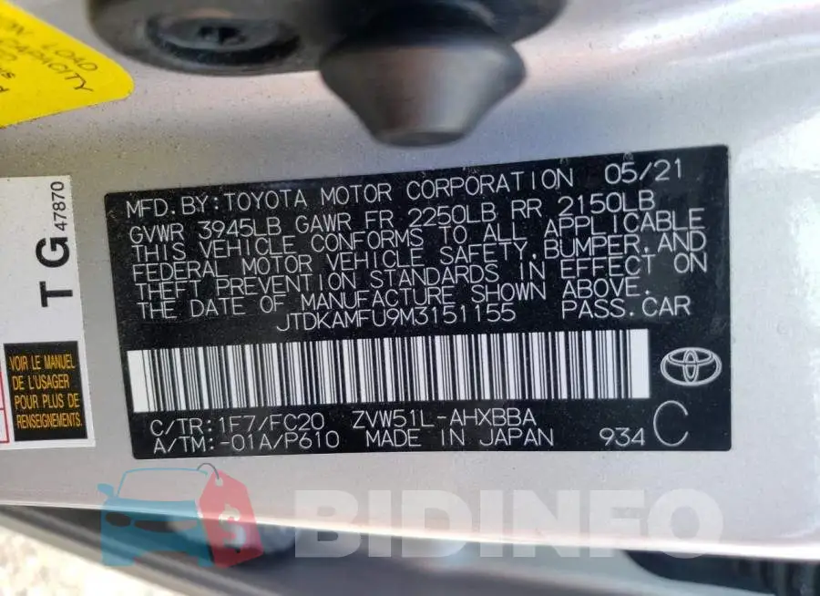 JTDKAMFU9M3151155 Photo# 12