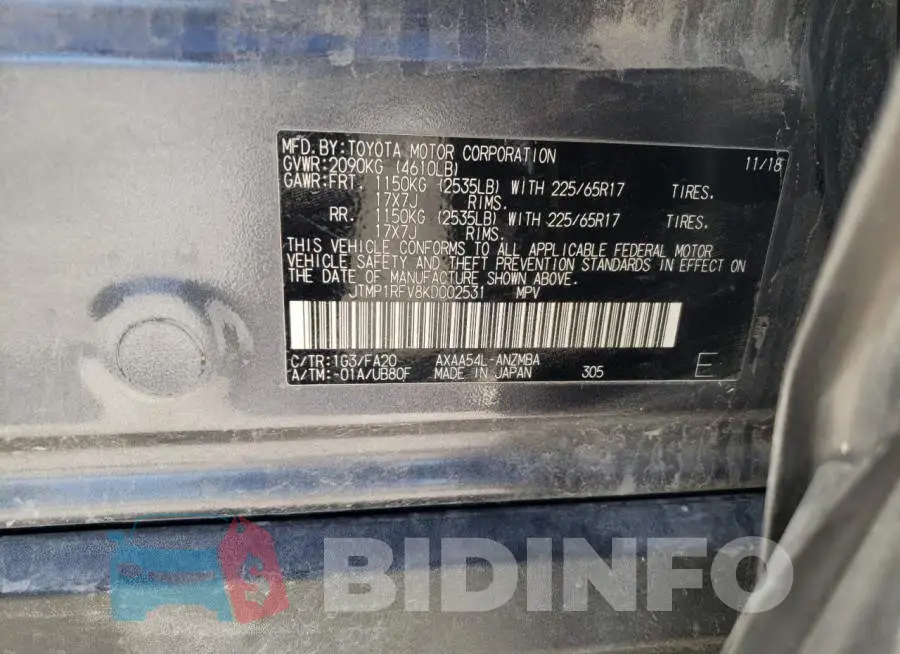 JTMP1RFV8KD002531 Photo# 14
