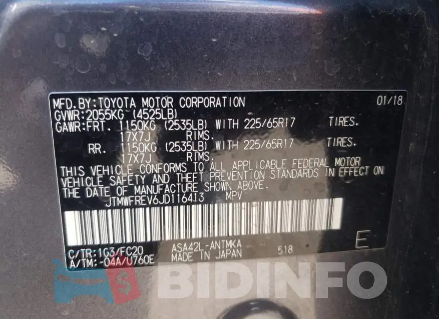 JTMWFREV6JD116413 Photo# 12