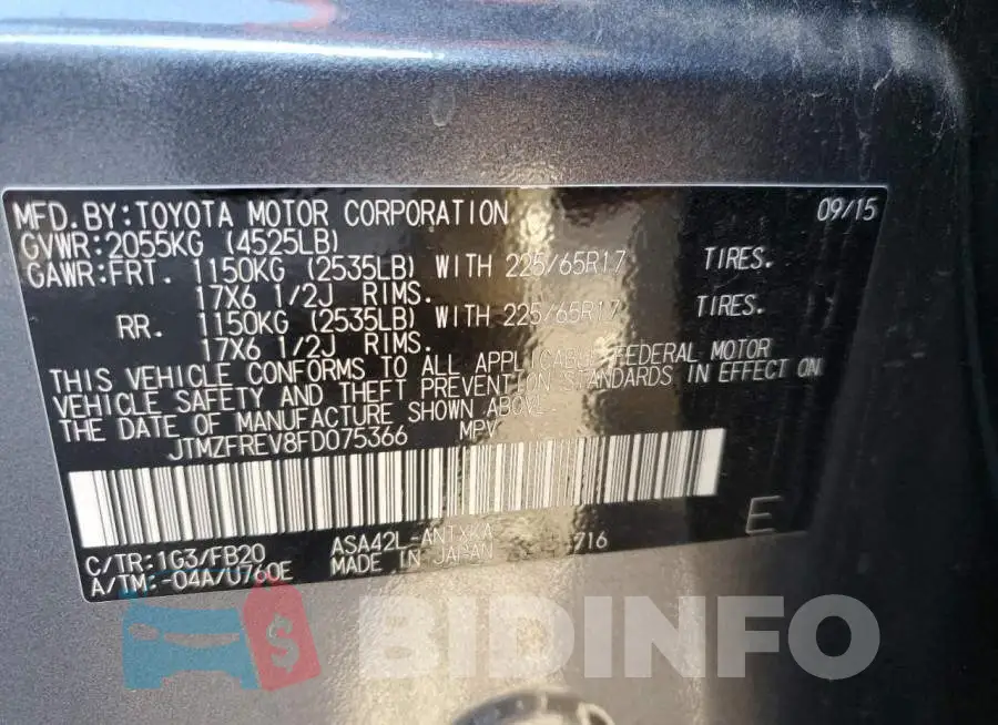JTMZFREV8FD075366 Photo# 12
