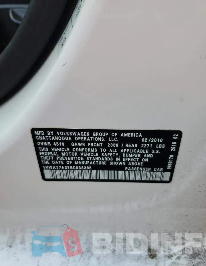 1VWAT7A37GC033385 Photo# 12