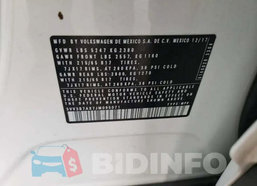 3VV3B7AX7JM095071 Photo# 13