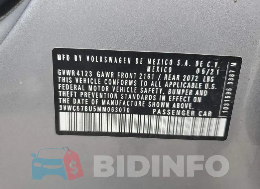 3VWC57BU5MM063070 Photo# 12