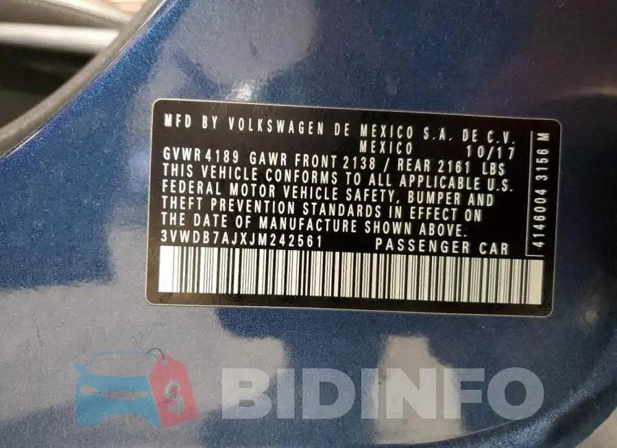3VWDB7AJXJM242561 Photo# 12