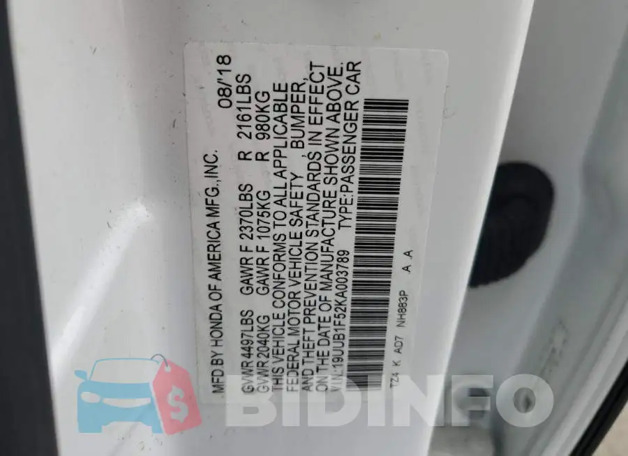 19UUB1F52KA003789 Photo# 12