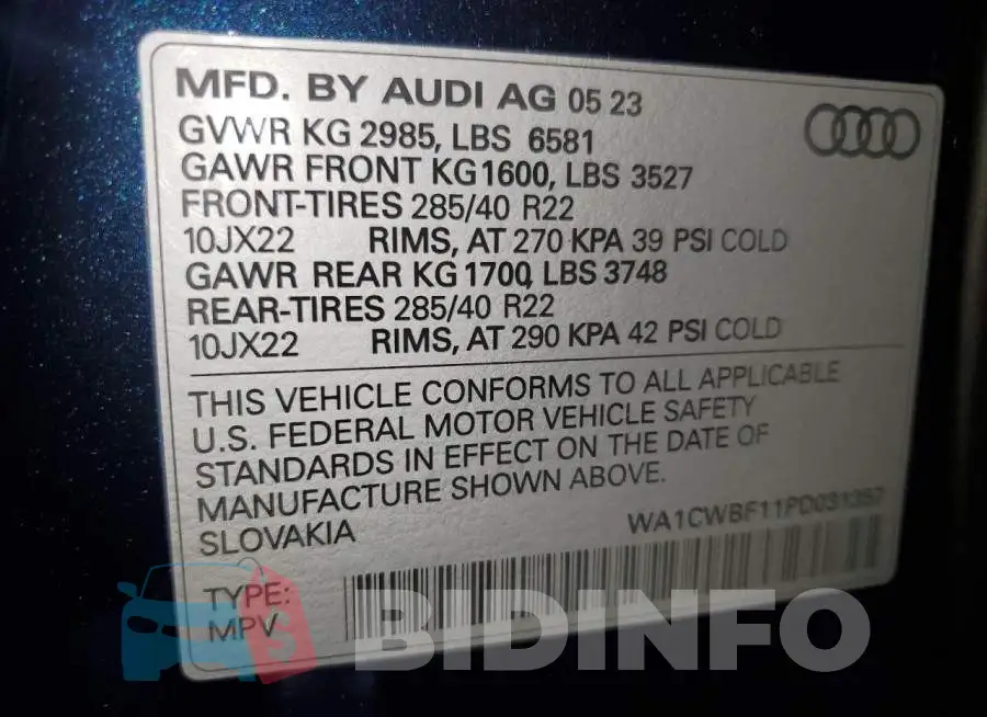 WA1CWBF11PD031357 Photo# 13