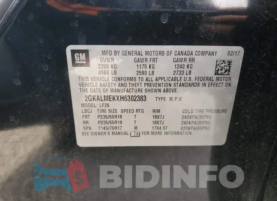 2GKALMEKXH6302383 Photo# 13