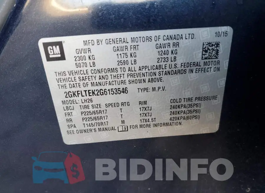 2GKFLTEK2G6153546 Photo# 13
