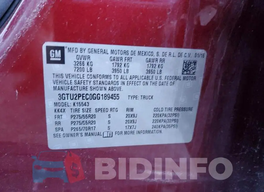 3GTU2PEC0GG189455 Photo# 12