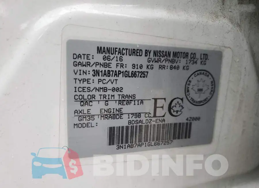 3N1AB7AP1GL667257 Photo# 13
