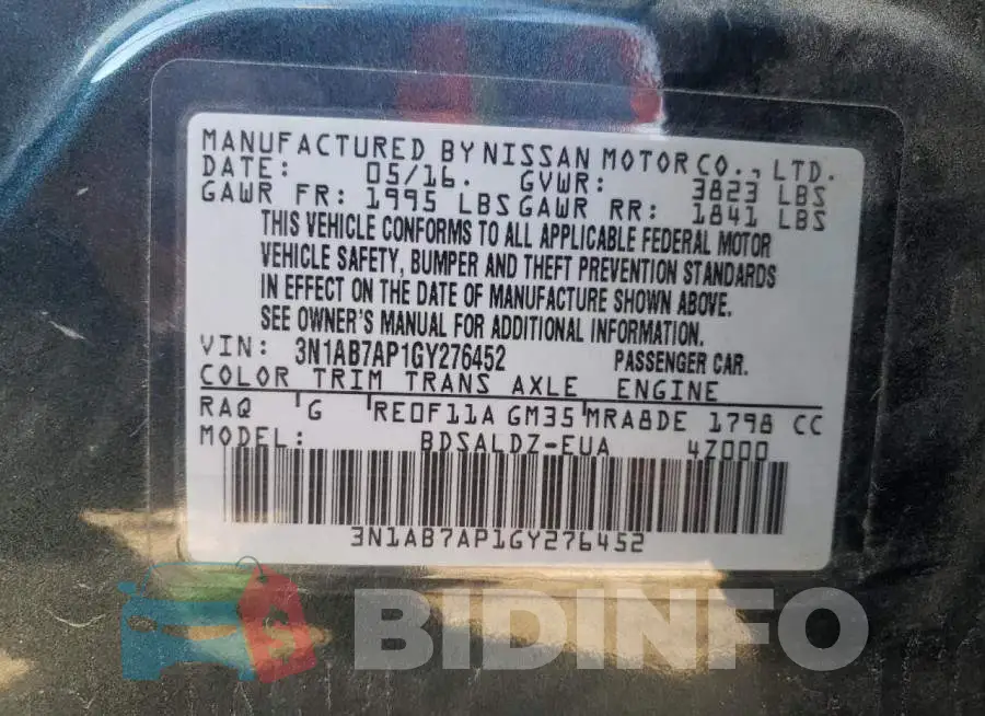 3N1AB7AP1GY276452 Photo# 12