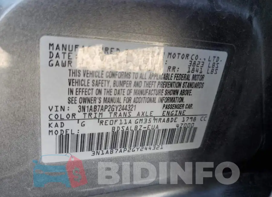3N1AB7AP2GY244321 Photo# 12