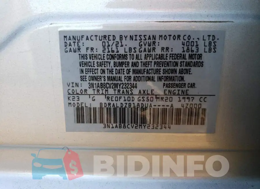 3N1AB8CV2MY232344 Photo# 12