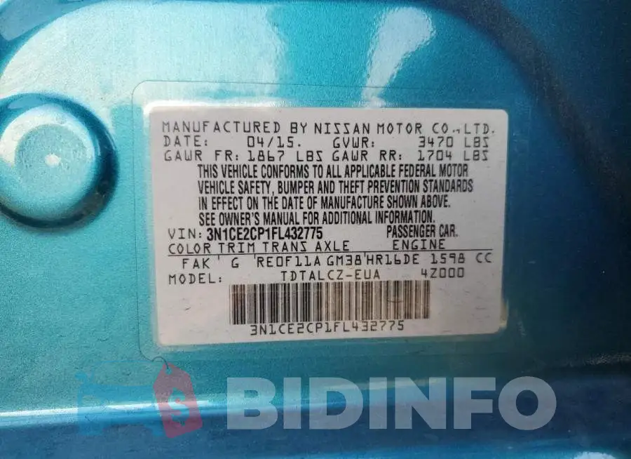 3N1CE2CP1FL432775 Photo# 12