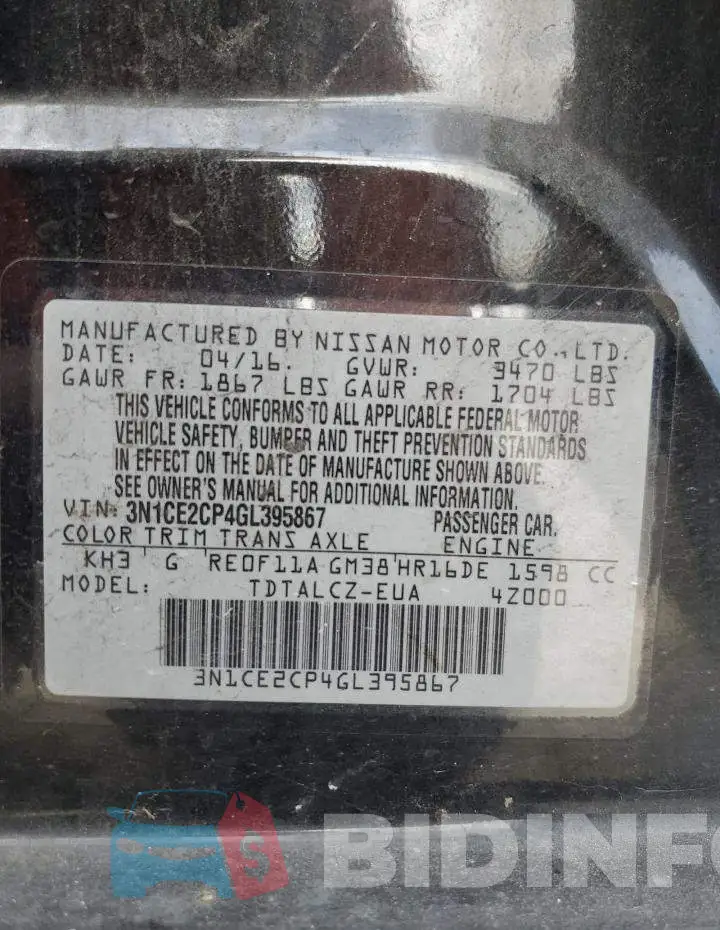 3N1CE2CP4GL395867 Photo# 13