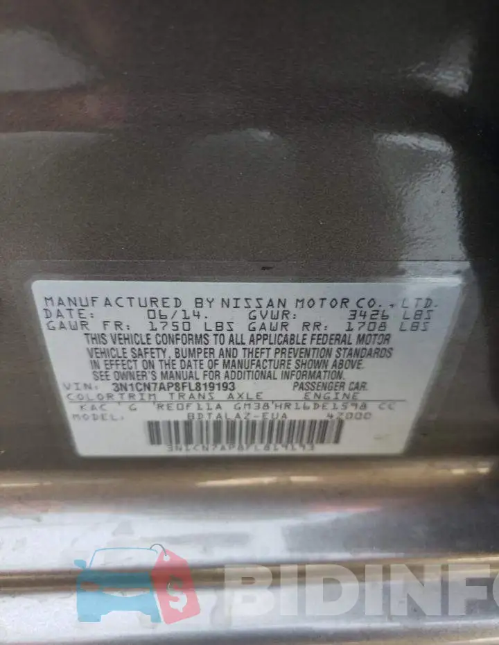 3N1CN7AP8FL819193 Photo# 13