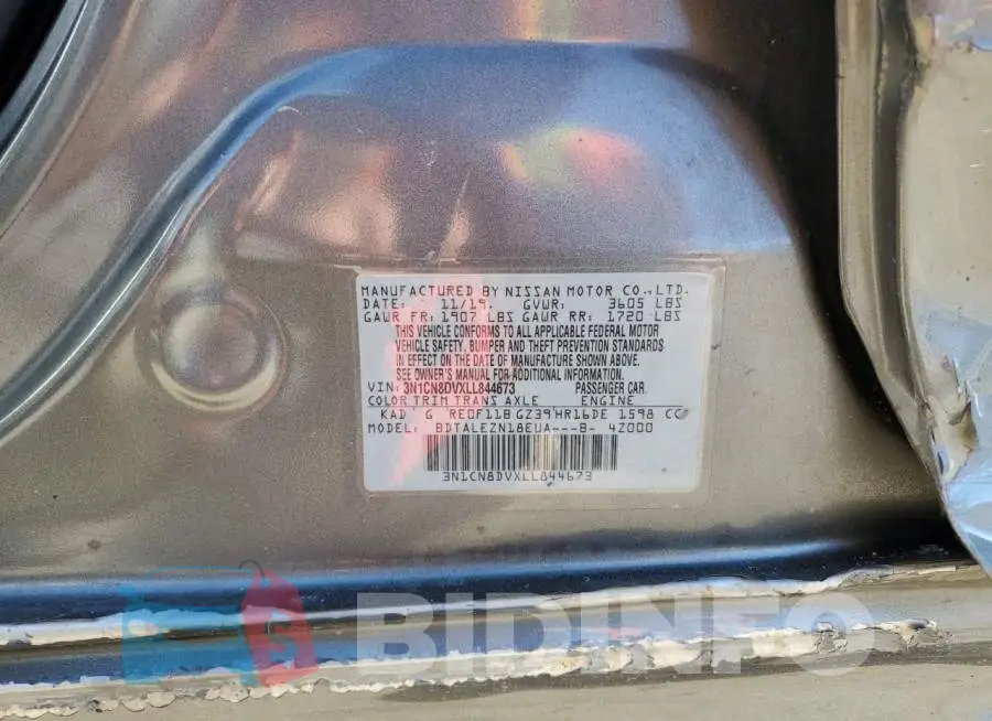 3N1CN8DVXLL844673 Photo# 12