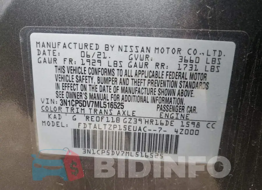 3N1CP5DV7ML516525 Photo# 12