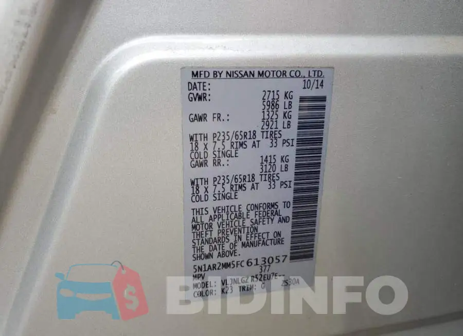 5N1AR2MM5FC613057 Photo# 12