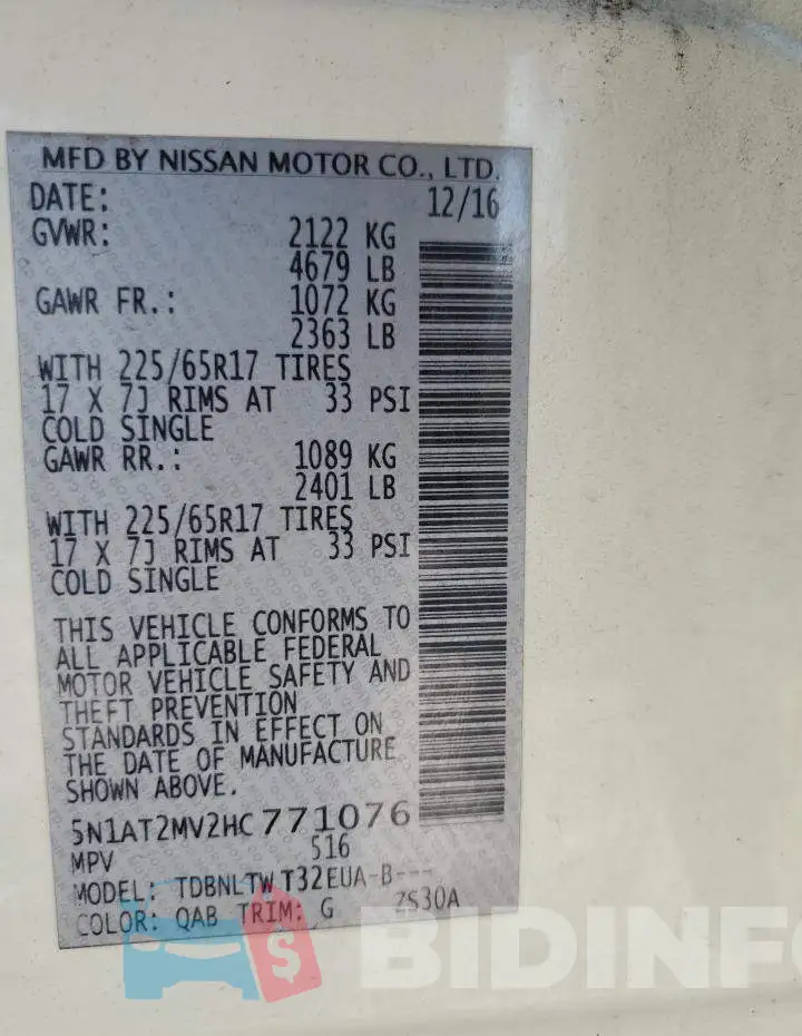 5N1AT2MV2HC771076 Photo# 14