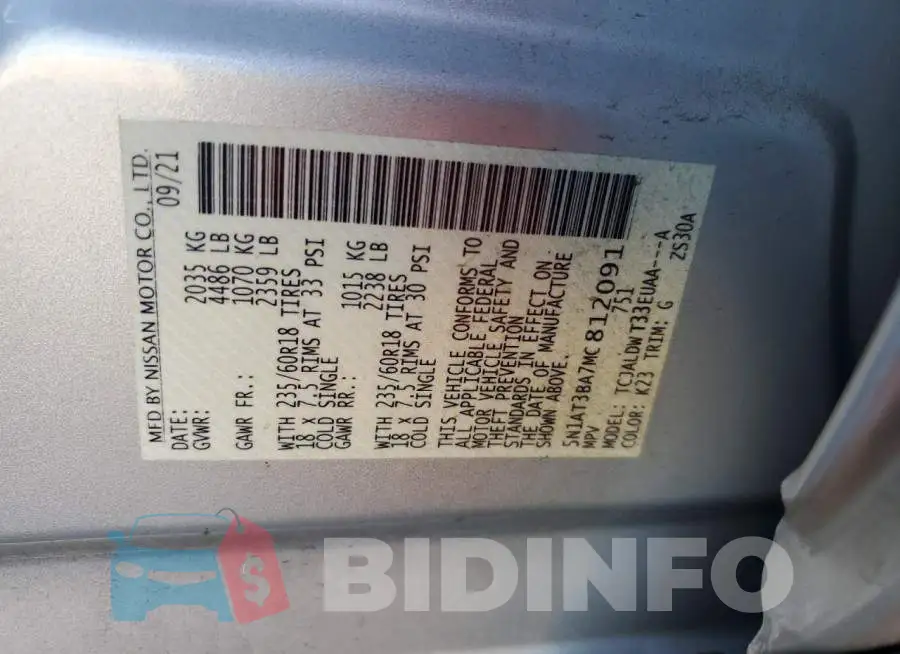 5N1AT3BA7MC812091 Photo# 12
