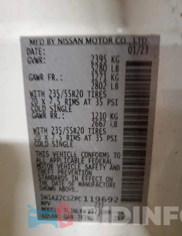 5N1AZ2CS2PC119692 Photo# 14