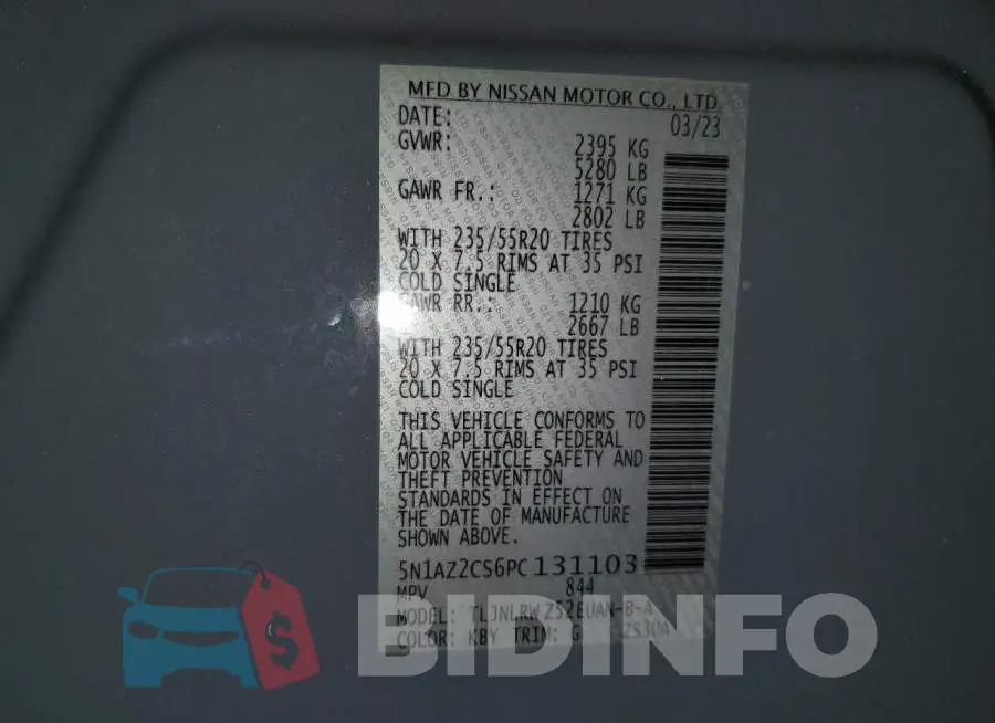 5N1AZ2CS6PC131103 Photo# 14
