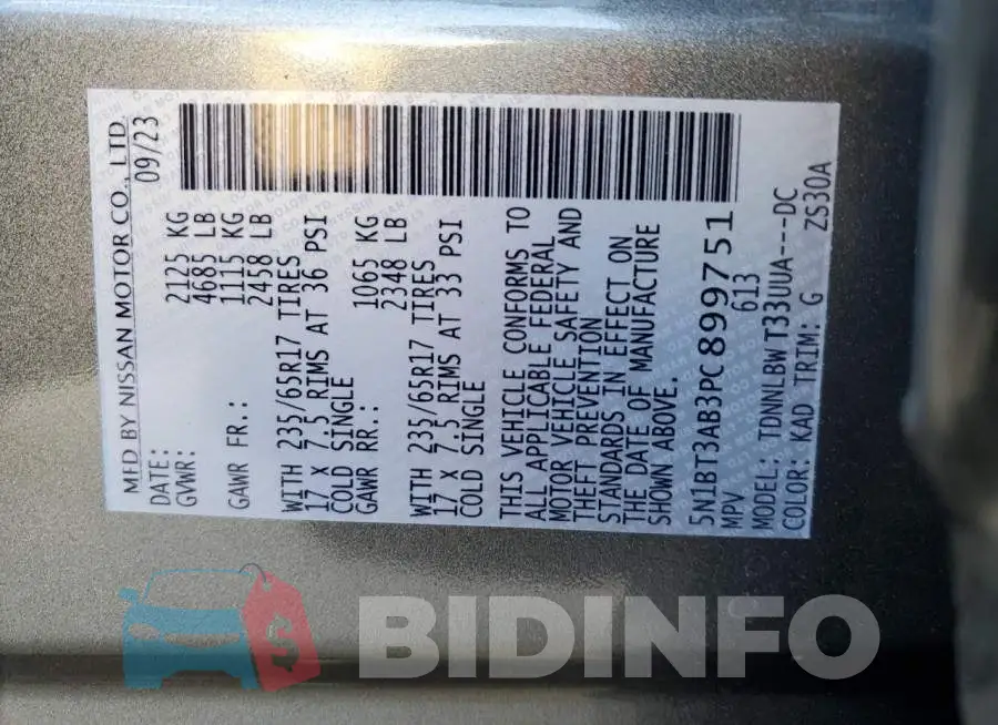 5N1BT3AB3PC899751 Photo# 14