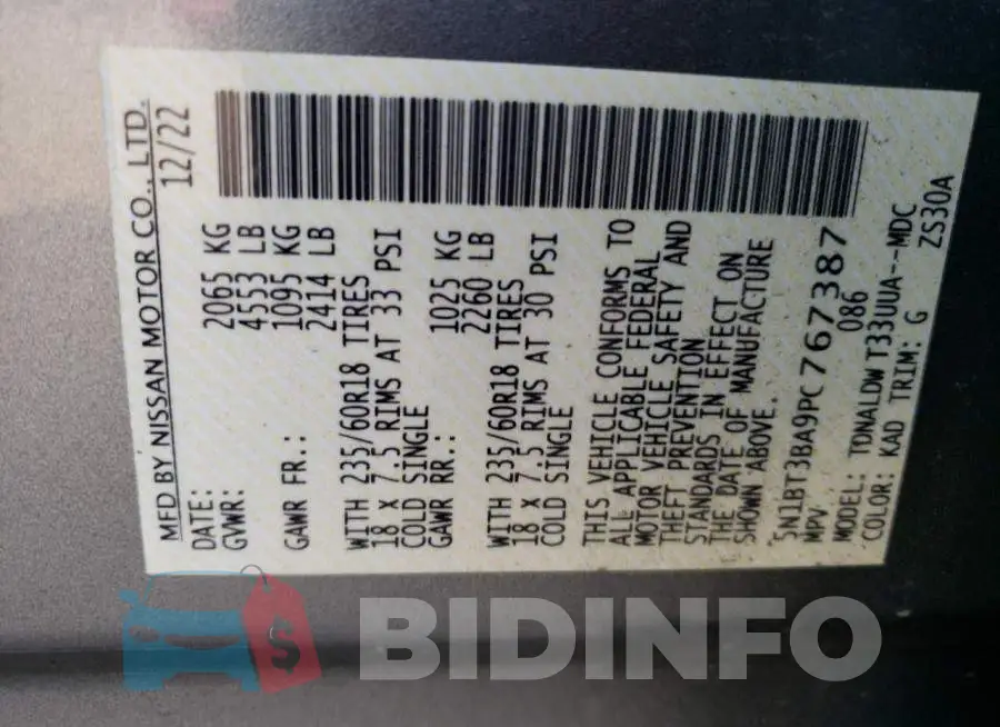 5N1BT3BA9PC767387 Photo# 14